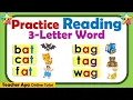 Learn to read 3-letter word Phonics Reading guide for beginners kids toddlers Practice reading