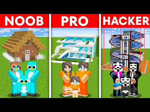 Download MP3 Minecraft NOOB vs PRO vs HACKER: SAFEST FAMILY HOUSE BUILD CHALLENGE