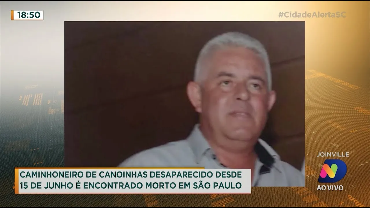 Caminhoneiro de Canoinhas que estava desaparecido é encontrado morto em São Paulo