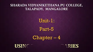 Chapter 4 Using Python Libraries Part 6 By Mr Rohith