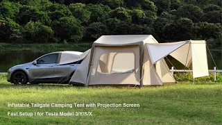 Car Camping Made Easy Inflatable Tailgate Tent with Projection Screen Fast Setup