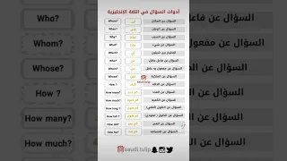 أدوات الاستفهام في الانجليزي انجليزية للاطفال انجليزي عربي انجليزي للمبتدئين انجليزي مبسط 