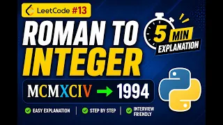 Roman to Integer Made Easy LeetCode 13 Python Tutorial