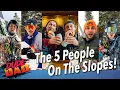 The 5 people on the ski slopes