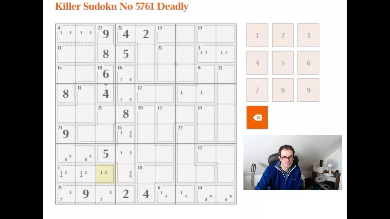 Solving The Deadly-rated Killer Sudoku from The Times: 9 Dec 2017