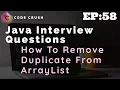 How To Remove Duplicate values from List Convert List To Set ArrayList