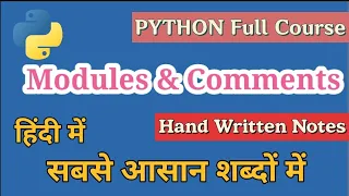 Modules and Comments in Python Python Programming for Beginners in Hindi Python in Hindi