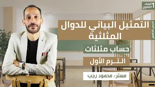 شرح التمثيل البيانى للدوال المثلثية حساب مثلثات رياضه اولي ثانوي ترم اول 2026 