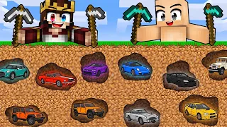ZENGİN VS FAKİR MİLYONER SÜPER ARABA MADENİ YARIŞI - Minecraft