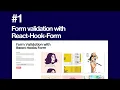 Form Validation with React Hook Form Initial Setup
