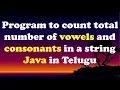 Java Program to count total number of vowels and consonants in String in Telugu by Kotha Abhishek
