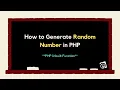 Generate Random Number in PHP By E-siksha