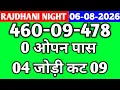 Rajdhani Night Trick Today 06-08-2026 rajdhani night Chart rajdhani Fix open jodi rajdhani Trick