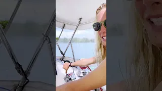 Off to the next spot! Sunday sail = church and pancakes ⛵️#sailingfamily #boatlife