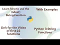 Learn how to use INDEX string function in python 3 in 3 minutes 2020