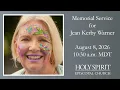 Jean Warner Memorial Service - 8 August 2026