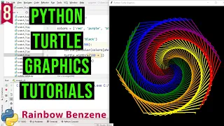 Rainbow Benzene with Python Turtle Python Turtle Graphics Tutorial Draw designs in python turtle