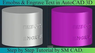 3D Text Embossing & Engraving in AutoCAD #tutorial #autocad #howto