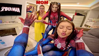 SPIDER-MAN CAN’T GET RID OF HIS OBSESSED NEIGHBOR AND HER MOM!(Spider-Man in Real Life Story)