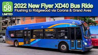 NYCT Q58 LIMITED Bus Ride 2022 New Flyer XD40 7883 From Flushing to Ridgewood via Corona Grand Av