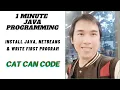 1 MINUTE JAVA PROGRAMMING Install Java NetBeans Write First Program CAT CAN CODE