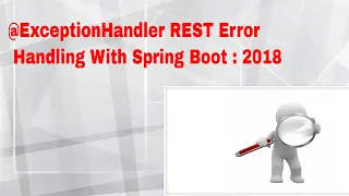 ExceptionHandler REST Error Handling With Spring Boot 2018