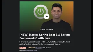 Master Spring Boot 3 Spring Framework 6 with Java - Live