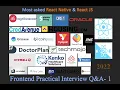 React Native Practical Interview Questions - 1 Most asked Frontend Interview React