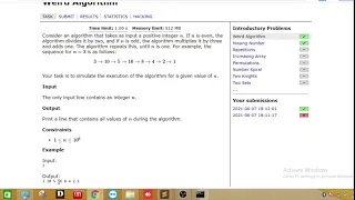 Weird Algorithm CSES Introductory Problems C