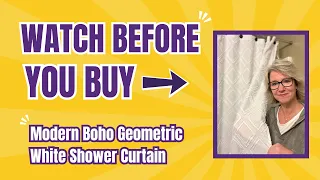 White Geometric Shower Curtain Perfect Bathroom Upgrade