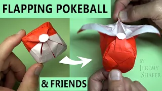 How to Make an Origami Pokeball | No Glue Needed! (One Sheet Only!) AND Mimikyu Finger Puppet too!