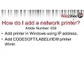 TekTip How to Add a Network Printer in CODESOFT