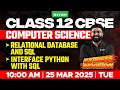 Class 12 CBSE Computer Science Relational Database And Sql Interface Python With SQL