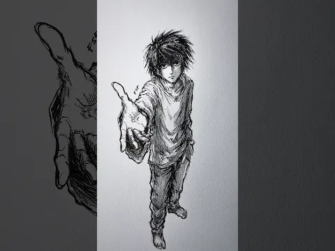 Speed drawing StickMan L Death Note😳 #shorts #anime #deathnote #drawing