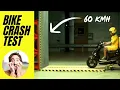 Lagu AMAZING motorcycle crush test with dummy. Bike crushing the wall at 60 kmh