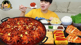 ASMR MUKBANG 집밥 직접 만든 매운 쭈꾸미 생선구이 계란후라이 Spicy Stir-fried Octopus Korean Home Meal EATING REAL SOUND!