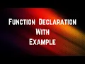 What is Function Declaration Syntax And Example In C Programming Lecture 21