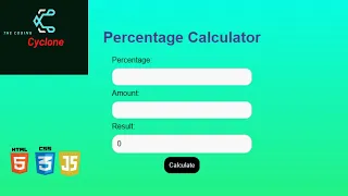 Percentage Calculator HTML CSS and java script