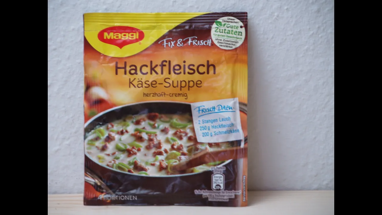 
          
          
          
            
            Maggi Hackfleisch Käse Suppe  getestet von  WieEsWohlSchmeckt Deutsch
          
        . 