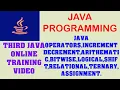 JAVA OPERATORS INCREMENT DECREMENT ARITHMETIC LOGICAL RELATIONAL SHIFT