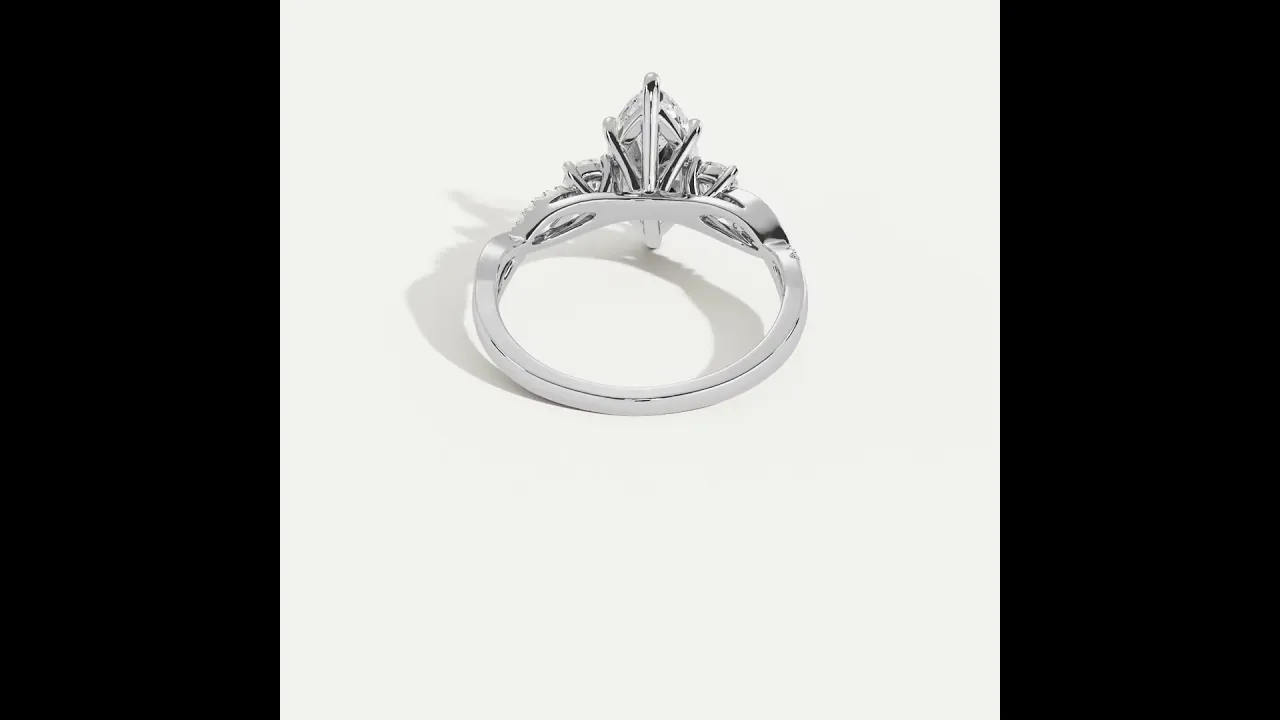 Aurelia丨Marquise Lab-Grown Diamond Engagement Ring with Pear & Round Accents