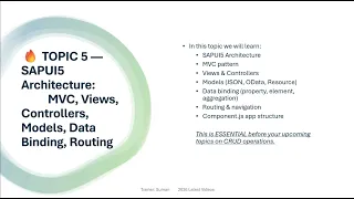 SAP UI5 C Architecture Views Controllers Models Explained