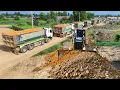 Download Lagu Processing Landfill Task! Dump Truck 25.5Ton with Dozer Shantui Push Stone \u0026 Paving Road, Mix VDO