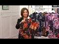 Susan Graver Printed Sheer Clip Jacquard Button Front Puff-Slv Blouse on QVC