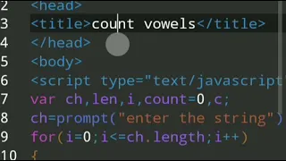 JavaScript Code To Count Number Of Vowels in String Count Vowels in String JavaScript Web Coding