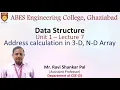 Lecture 7 Unit 1 Address Calculation of 3-D and N-D Array Data Structure