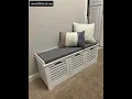 White Storage Bench with 3 Drawers Padded Seat Cushion Hallway Bench