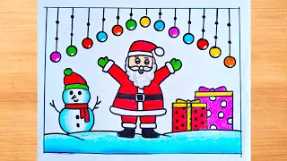 Merry Christmas Drawing|| Santa Claus Drawing|| Christmas Drawing|| Snowman Drawing