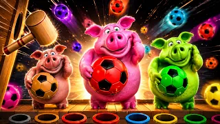 Mixing Colors With Peppaa Pigg for Children - Wooden Hammer Ball & Xylophone Toy Nursery Rhymes song