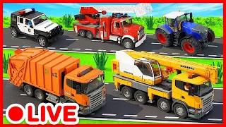 🚒🚧 شاحنة السحب تنقذ سيارة الإطفاء! مغامرة إنقاذ مثيرة للأطفال | شاحنات ومركبات بناء | Kidibli